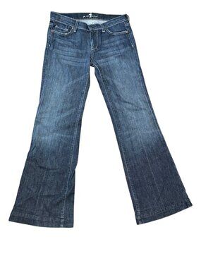 7 For All Mankind Womens Flare Jeans Sz 28 Medium Wash USA Cotton/Spandex Blend